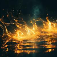 a close up of fire and water on a dark background generative ai photo