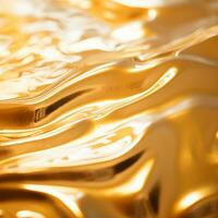 a close up of gold liquid on a surface generative ai photo
