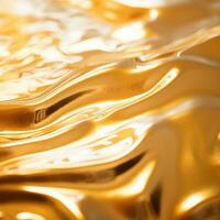 a close up of gold liquid on a surface generative ai photo