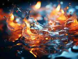 a close up of fire and water on a black background generative ai photo