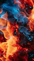a close up of flames and smoke on a black background generative ai photo