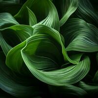 a close up of green leaves on a black background generative ai photo