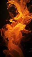 a close up of orange flames on a black background generative ai photo