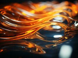 a close up of orange liquid flowing over a black surface generative ai photo