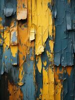 a close up of paint peeling off of a wooden wall generative ai photo