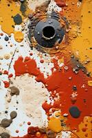 a close up of paint splattered on a wall generative ai photo