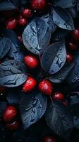 a close up of red berries with water droplets on them generative ai photo