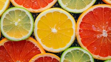 a close up of slices of citrus fruit with water droplets on them generative ai photo