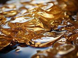 a close up of some liquid gold on a surface generative ai photo