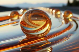 a close up of some orange and yellow liquid droplets on the surface of the water generative ai photo