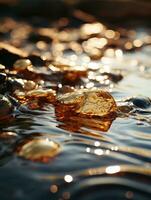 a close up of some rocks in the water generative ai photo