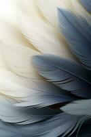 a close up of some white and blue feathers generative ai photo