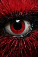 a close up of the eye of a red creature generative ai photo