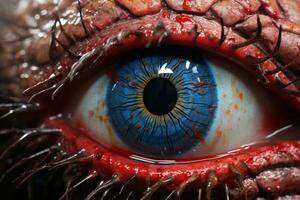 a close up of the eye of a zombie generative ai photo