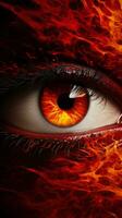 a close up of the eye of a woman with flames around it generative ai photo