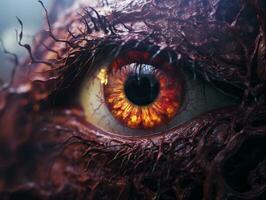 a close up of the eye of an evil creature generative ai photo