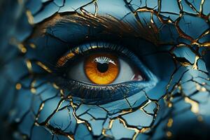 a close up of the eye of a woman with cracked skin generative ai photo