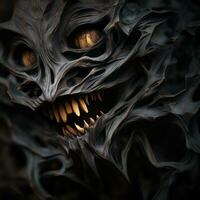 a close up of the face of an evil monster generative ai photo