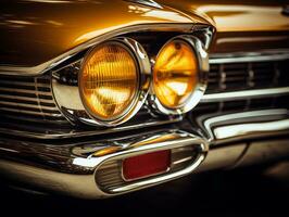 a close up of the headlight of a classic car generative ai photo