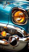 a close up of the front of a classic car generative ai photo