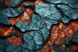 a close up of the surface of a rock with red and blue paint generative ai photo