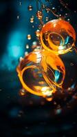 a close up of two orange rings floating in water generative ai photo