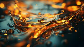 a close up of water and oil on a black background generative ai photo