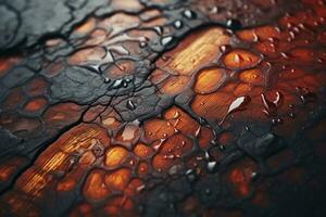 a close up of water droplets on a dark surface generative ai photo