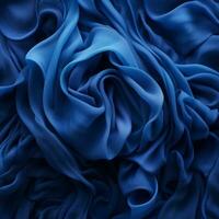 a close up view of a blue silk fabric generative ai photo