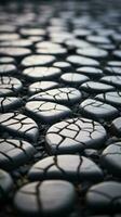 a close up view of a cracked road with cracks in it generative ai photo