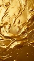 a close up view of a golden liquid on a surface generative ai photo