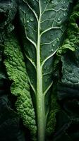 un cerca arriba ver de un grande verde hoja con agua gotas en eso generativo ai foto