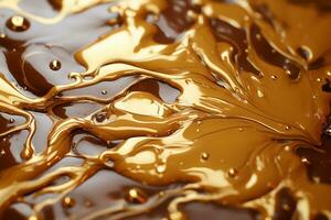 a close up view of a liquid with gold paint on it generative ai photo