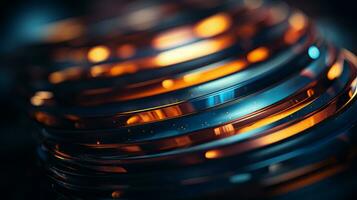 a close up view of a stack of metal rings generative ai photo