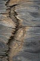 a close up view of a wood plank with cracks generative ai photo