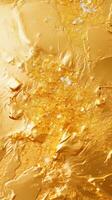 a close up view of gold paint on a surface generative ai photo