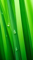 a close up view of green grass with water droplets on it generative ai photo