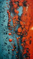 a close up view of oil and water droplets on a metal surface generative ai photo
