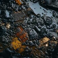 a close up view of oil and water generative ai photo