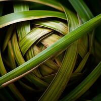 un cerca arriba ver de el hojas de un planta generativo ai foto