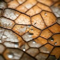 a close up view of the surface of an orange and brown leaf generative ai photo