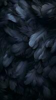 a dark background with many black feathers generative ai photo