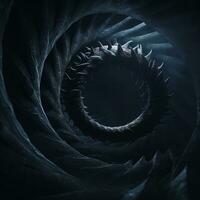 a dark dark tunnel with a spiral shape in it generative ai photo