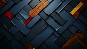 a dark blue background with wooden pieces on it generative ai photo