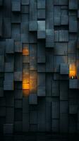 a dark room with a wall made out of blocks generative ai photo