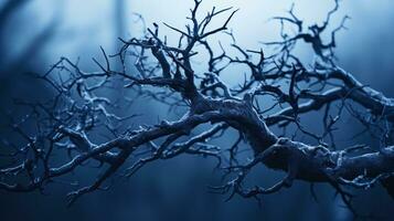 a dead tree with no leaves in the dark generative ai photo