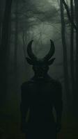 a demon in the woods with horns on his head generative ai photo