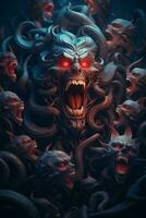 a digital painting of a demon with red eyes generative ai photo