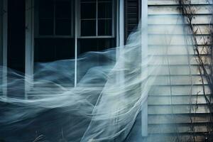 a ghostly image of a woman standing in front of a house generative ai photo