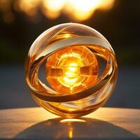 a glass ball sitting on top of a table generative ai photo